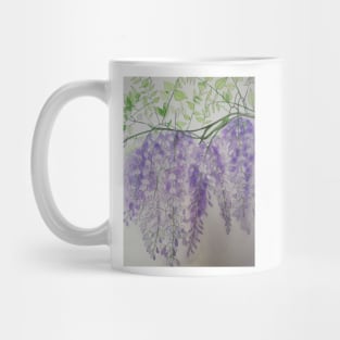 Purple watercolour wisteria painting Mug